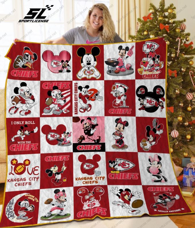Kansas City Chiefs Disney Character Quilt Blanket Bedding Set