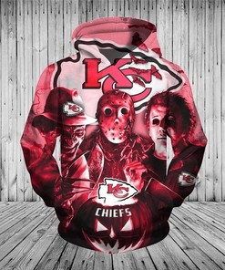 Kansas City Chiefs Hoodie 3D Horror Night Halloween Pullover Nfl