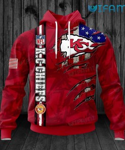 Kansas City Chiefs Hoodie 3D Red USA Flag Logo KC Chiefs Gift
