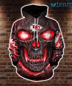 Kansas City Chiefs Hoodie 3D Skull Lava Hello Darkness My Old Friend KC Chiefs Gift