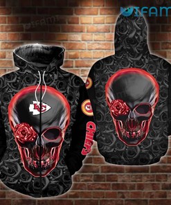 Kansas City Chiefs Hoodie 3D Skull With Roses KC Chiefs Gift