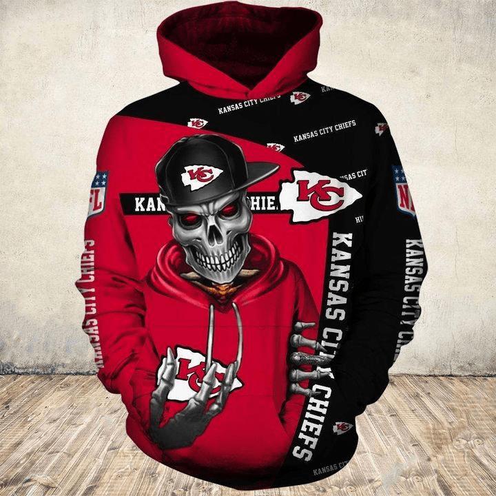 Kansas City Chiefs Hoodie 3D Zip Hoodie Cute Death Gifts for Fans