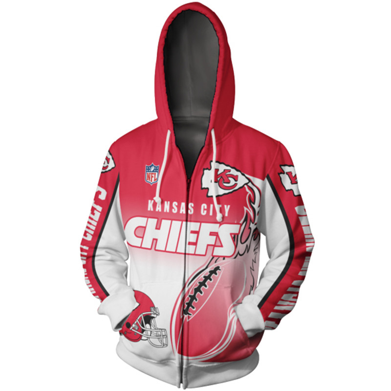 Kansas City Chiefs Hoodie 3D Zip Hoodie Cute Flame Balls Graphic Gifts for Fans
