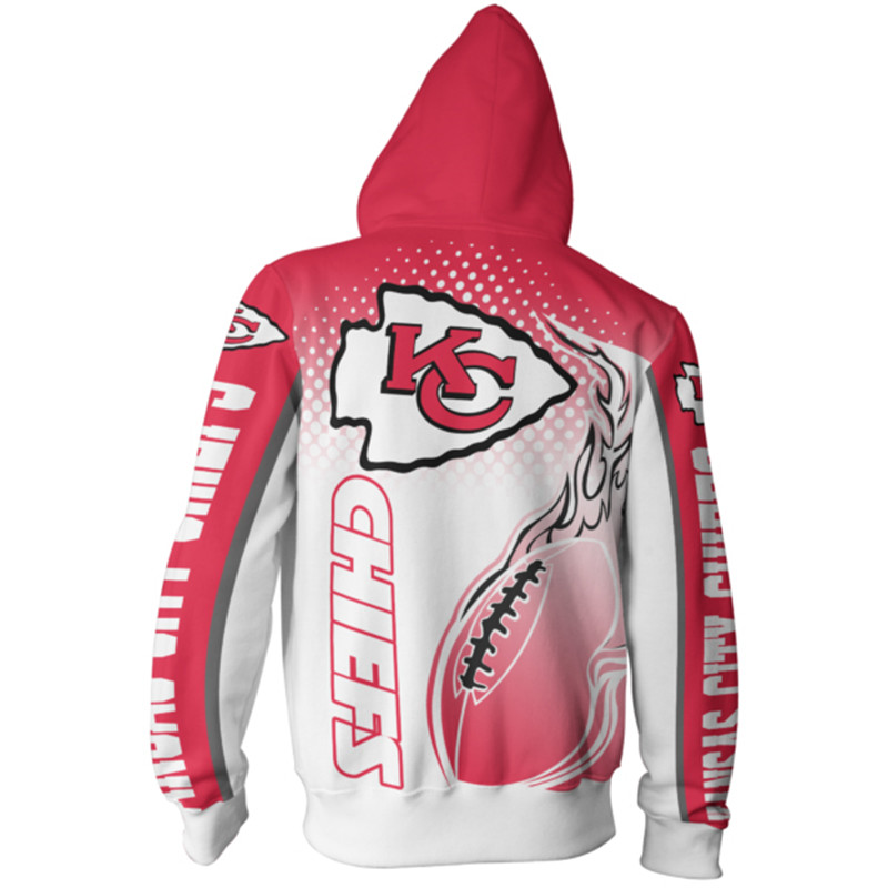 Kansas City Chiefs Hoodie 3D Zip Hoodie Cute Flame Balls Graphic Gifts for Fans - Image 2