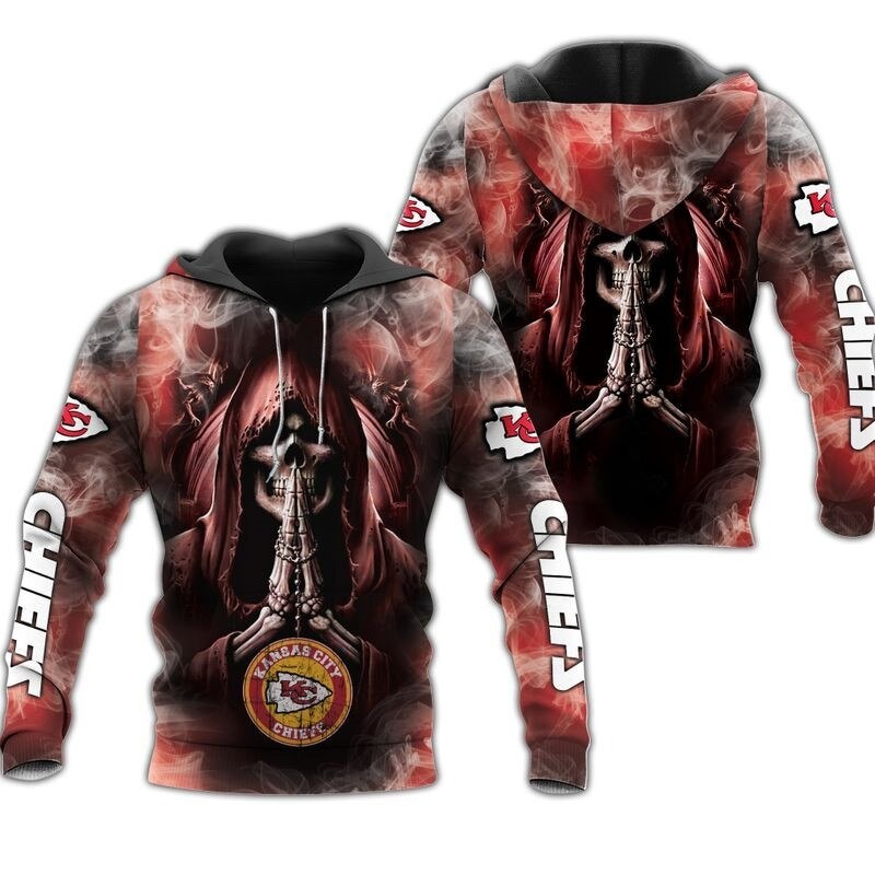 Kansas City Chiefs Hoodie 3D Zip Hoodie Death Smoke Graphic Gifts for Fans