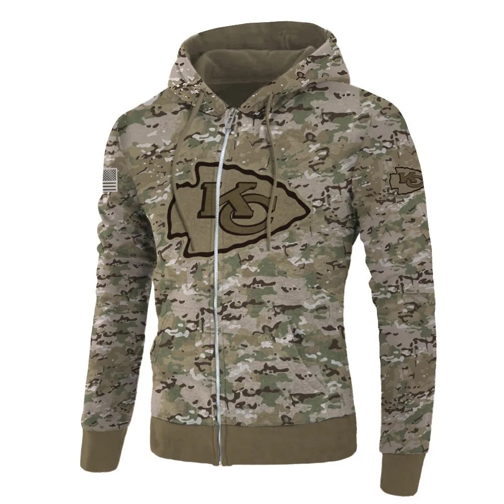 Kansas City Chiefs Hoodie Army Graphic Zip Hoodie Pullover Gift for Fans - Image 2