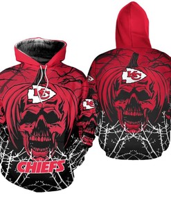 Kansas City Chiefs Hoodie Halloween Pumpkin Skull Print Zip Hoodie