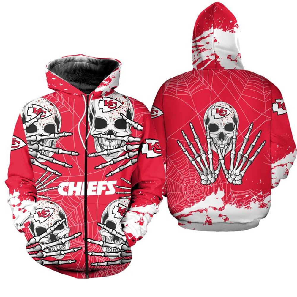Kansas City Chiefs Hoodie Skull for Halloween Graphic - Image 2