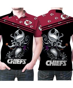 Kansas City Chiefs Jack Skellington And Zero Halloween 3d Printed Gift For Kansas City Chiefs Fan Polo Shirt All Over Print Shirt 3d T-shirt
