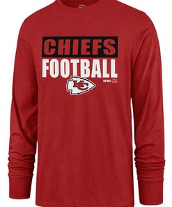 Kansas City Chiefs NFL '47 Blockout Red Long Sleeve Tee Shirt Adult Men's