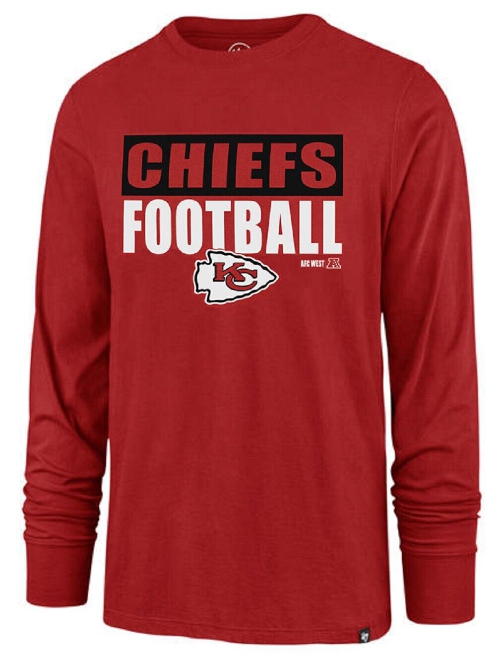 Kansas City Chiefs NFL '47 Blockout Red Long Sleeve Tee Shirt Adult Men's