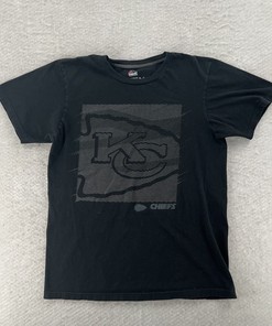 Kansas City Chiefs Shirt Mens Medium Black Gray Logo Shirt Sleeve Majestic NFL