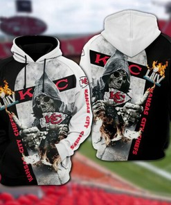 Kansas City Chiefs Super Bowl Hoodie 3D Death Holding Logo KC Chiefs Gift