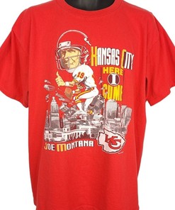 Kansas City Chiefs T Shirt Vintage 90s Joe Montana NFL Football Made In USA Mens