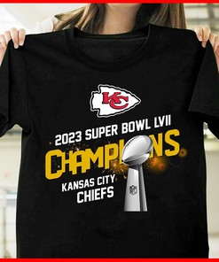 Kansas City Chiefs Win 2023 Super Bowl LVII Champi0ns T Shirt Black Cotton Tee