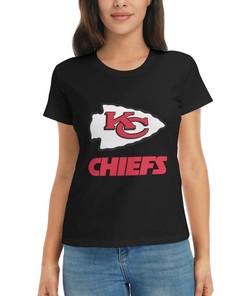 Kansas City Chiefs Women's Basic Short Sleeve T-Shirt Womens Cotton T-Shirt Tops