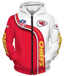 Kansas City Chiefs Zip Hoodie 3D Cute Zip Hoodie Pullover Gift for Fans