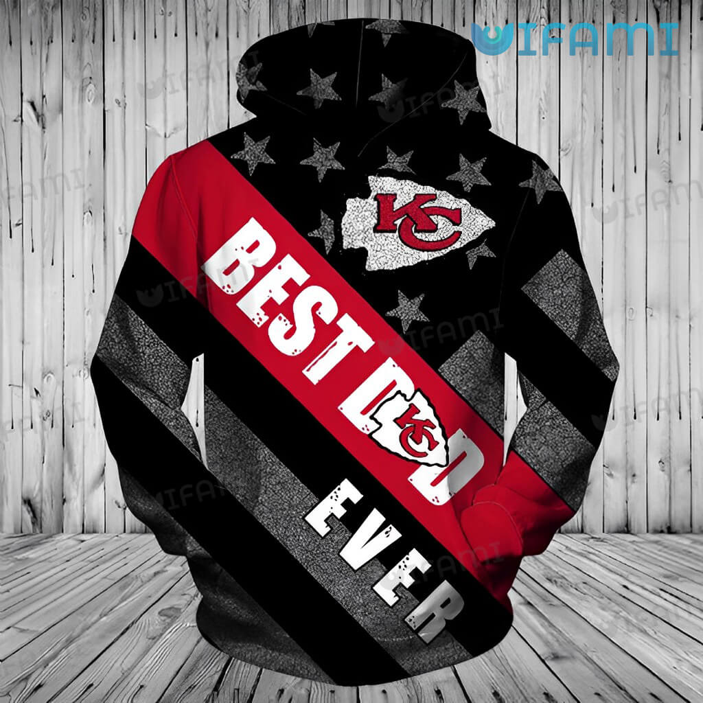 Kansas City Hoodie 3D Best Dad Ever USA Flag Kansas City Chiefs Fathers Day Gift