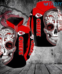 Kansas City Hoodie 3D Tribal Skull Logo KC Chiefs Gift