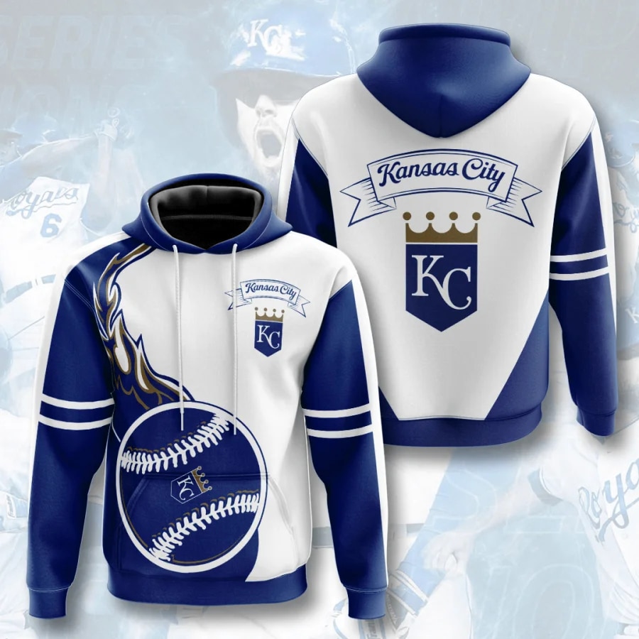 Kansas City Royals Hoodie 3D Zip Hoodie Flame Balls Graphic Gifts for Fans