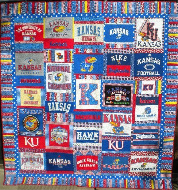 Kansas Jayhawk Quilt Blanket Bedding Set for Home Décor
