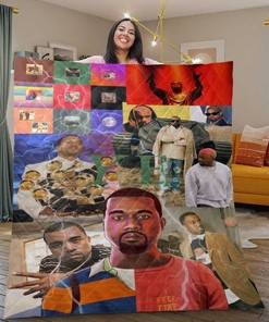Kanye West Quilt Blanket Bedding Set, Kanye West Gift For Fan, Kanye West Album Collage Duvet Quilt Blanket Bedding Set