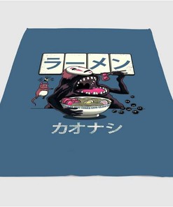Kaonashi Eating Spirited Away Sherpa Fleece Blanket Gifts for Family, for Couple