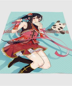 Kawaii Anime Girl Sherpa Fleece Blanket Gifts for Family, for Couple
