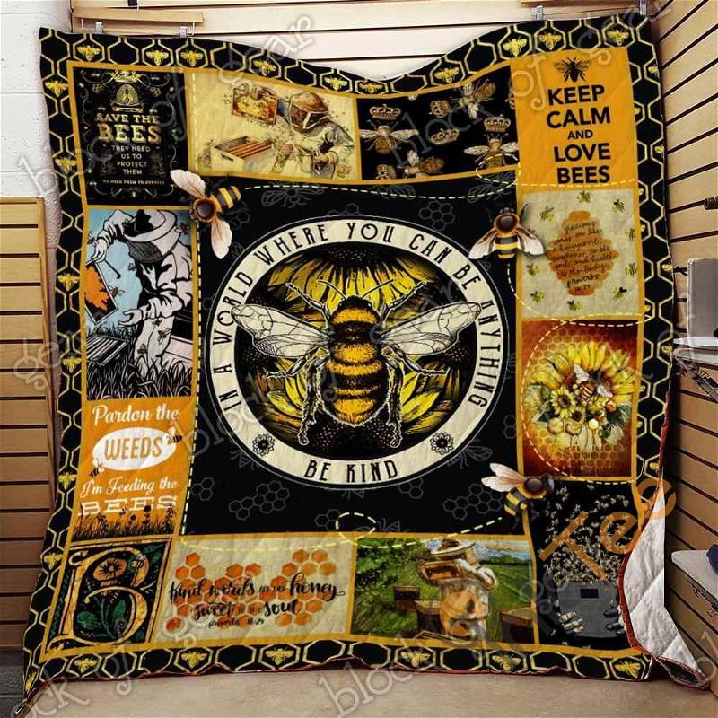 Keep Calm And Love Bees Quilt Blanket Bedding Set