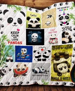 Keep Calm And Love Pandas Quilt Blanket Bedding Set