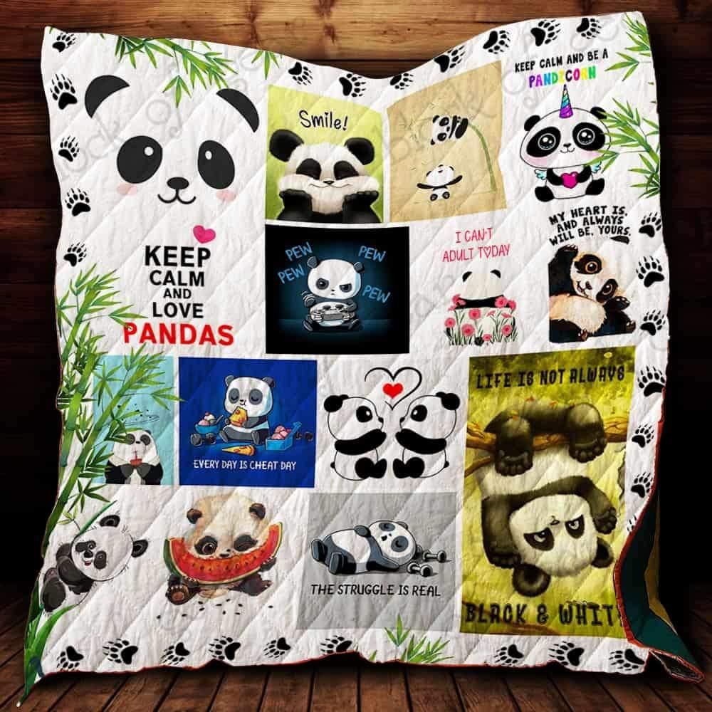 Keep Calm And Love Pandas Quilt Blanket Bedding Set
