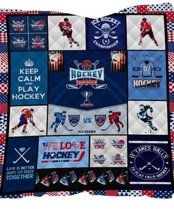 Keep Calm And Play Hockey Quilt Blanket Bedding Set