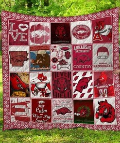 Keep Calm Ncaa Arkansas Razorbacks Combined Quilt Blanket Bedding Set