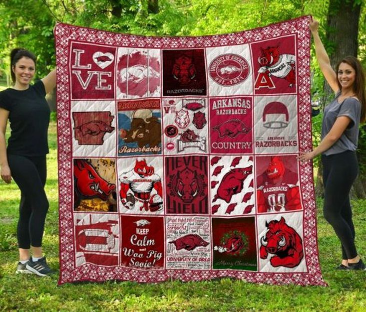 Keep Calm Ncaa Arkansas Razorbacks Combined Quilt Blanket Bedding Set