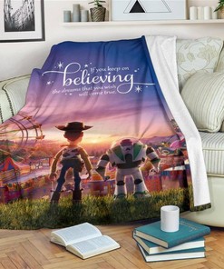 Keep On Believing Cowboy And Buzz Lightning Sherpa Fleece Blanket Gifts for Family, for Couple