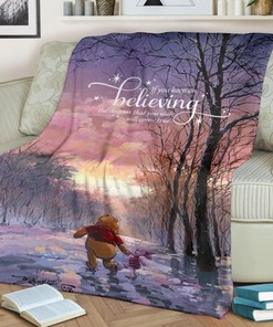 Keep On Believing Winnie The Pooh Best Seller Fleece Blanket Gift For Fan, Quilt Blanket Bedding Set Gift