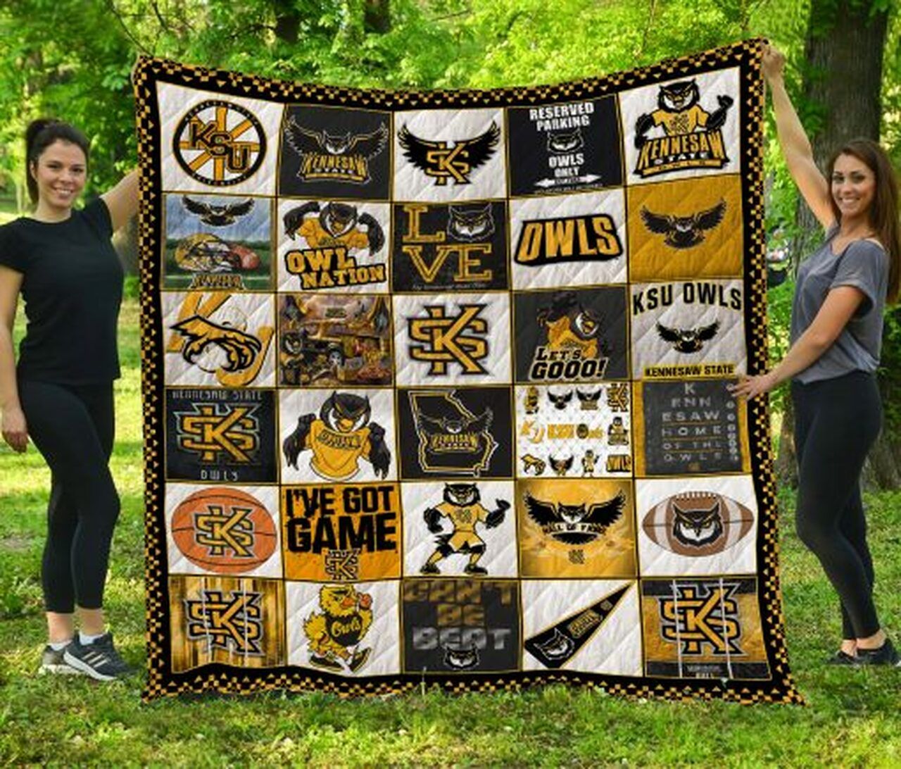 Kennesaw State Owls Collected Ncaa Quilt Blanket Bedding Set
