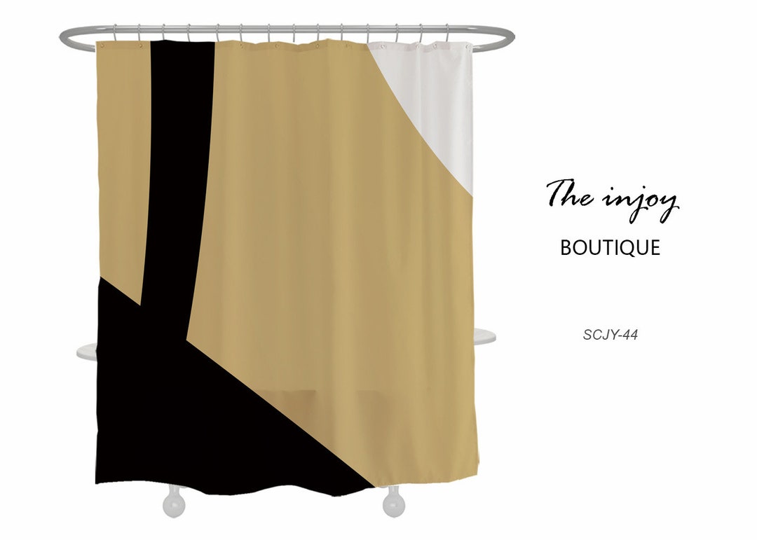 Khaki Black Shower Curtain For Bathroom, Simple Waterproof Bathroom Curtain, Watertight Curtains For Bathtubs