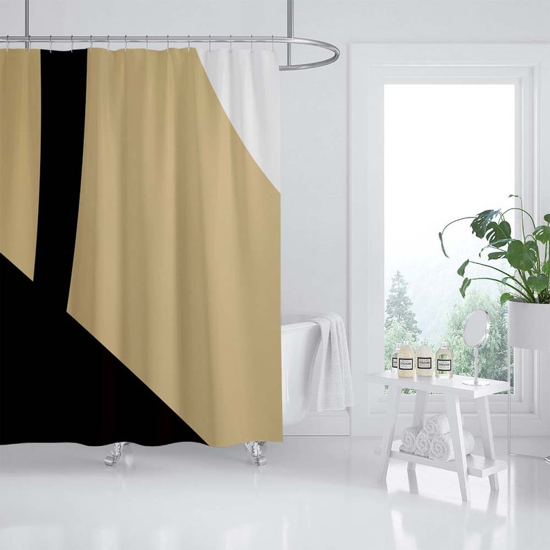 Khaki Black Shower Curtain For Bathroom, Simple Waterproof Bathroom Curtain, Watertight Curtains For Bathtubs - Image 2