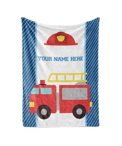 Kids Fire Truck - Personalized Custom Blanket With Your Child's Name Sherpa Fleece Blanket Gifts for Family, for Couple