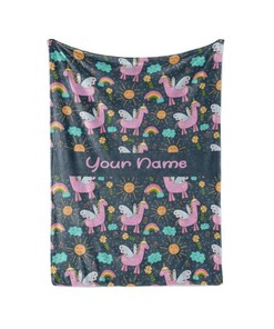 Kids Horse And Cowboy - Personalized Custom Blanket With Your Child's Name Sherpa Fleece Blanket Gifts for Family, for Couple