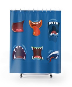 Kids Shower Curtain Monster Mouths - Blue