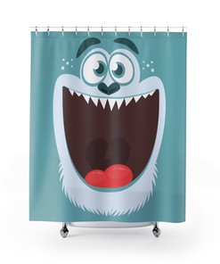 Kids Shower Curtain Monsters Face Child's for Bathroom Decor