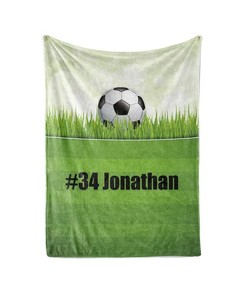 Kids Soccer Team Personalized Custom Blanket With Your Child's Name Sherpa Fleece Blanket Gifts for Family, for Couple