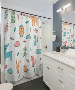 Kids cute Forest Animals Shower Curtain, Kids Bathroom Shower Curtain, Kids Shower Curtain