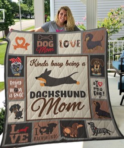 Kinda Busy Being A Dachshund Mom Personalized Quilt Blanket Bedding Set