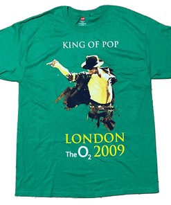 King Of Pop London The 02 2009 Tour Michael Jackson Shirt Adult Green