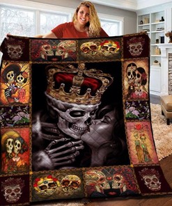 King Skull Couple Perfect Gifts For Skull Lover Quilt Blanket Bedding Set
