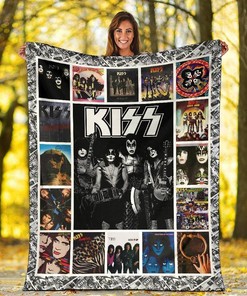 Kiss Rock Music Sherpa Fleece Blanket Gifts for Family, for Couple