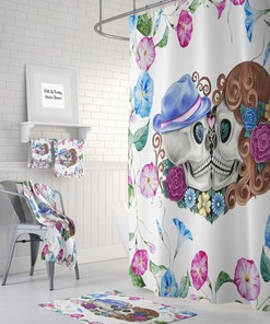 Kissing Skulls Shower Curtain for Bathroom Decor, Home Decor